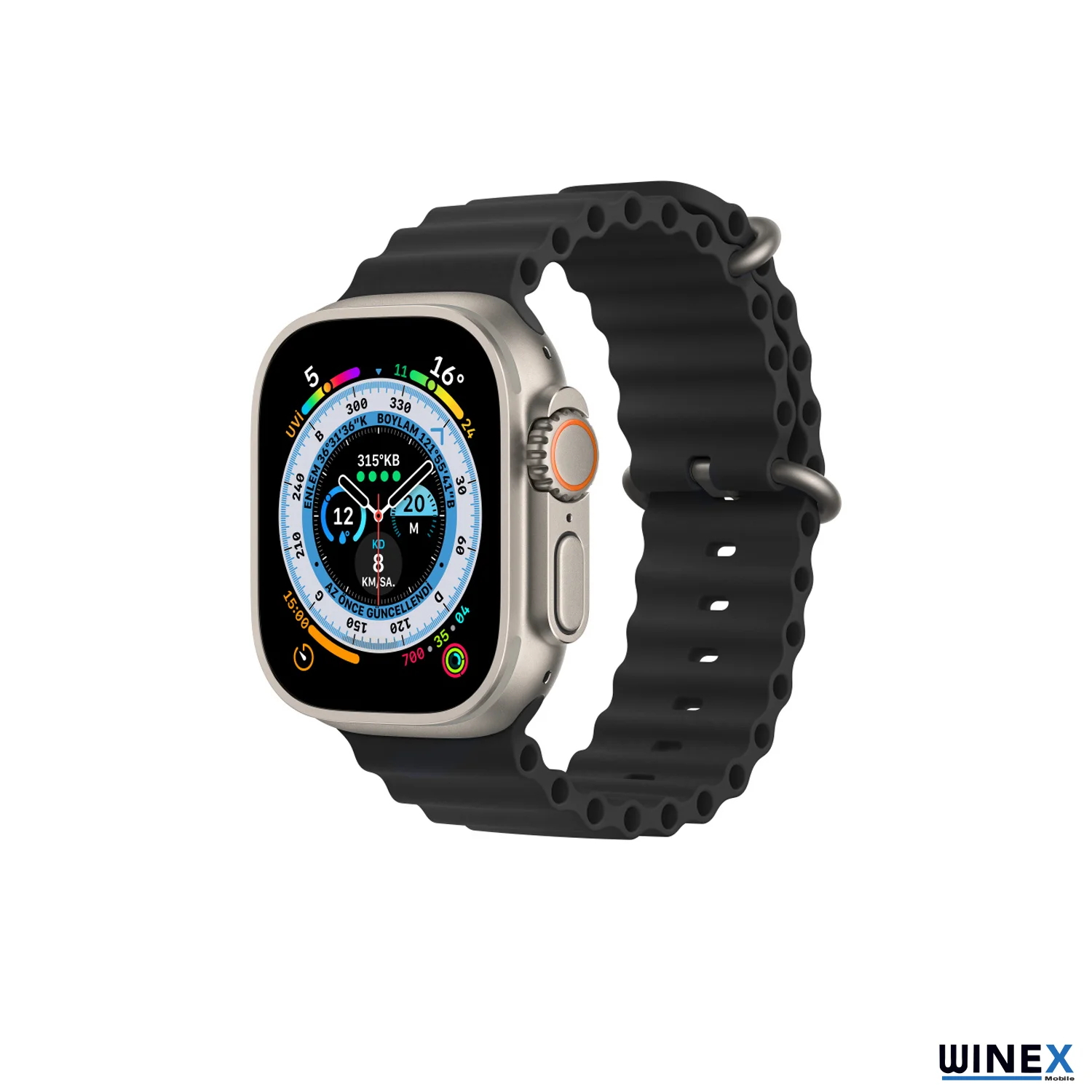 Winex 42-49mm Yeni Nesil Apple Uyumlu Akıllı Saat Kordonu Silikon Siyah