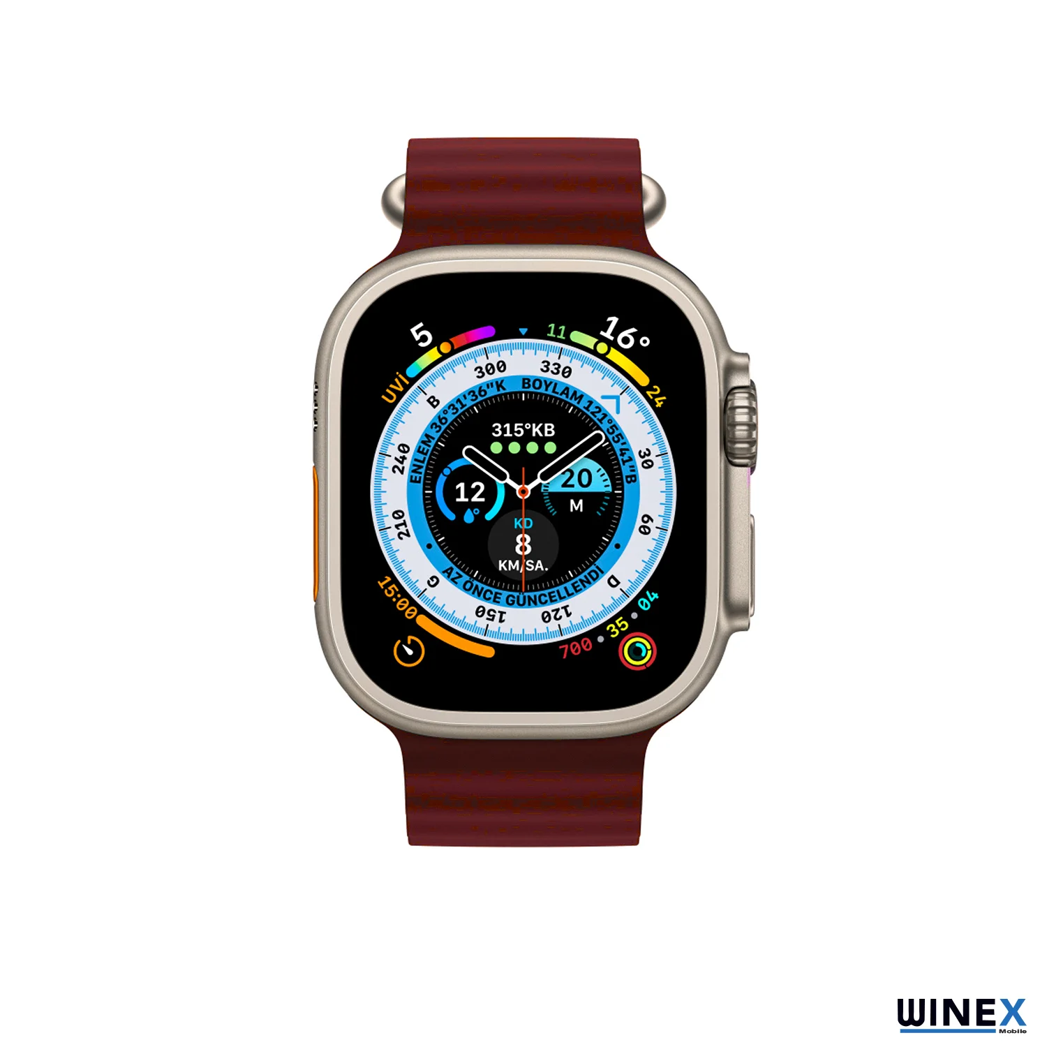 Winex 42-49mm Yeni Nesil Apple Uyumlu Akıllı Saat Kordonu Silikon Bordo