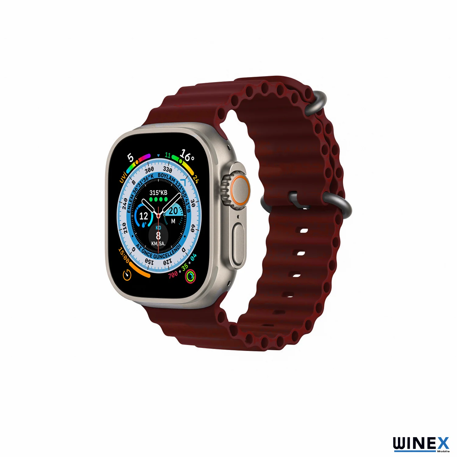 Winex 42-49mm Yeni Nesil Apple Uyumlu Akıllı Saat Kordonu Silikon Bordo