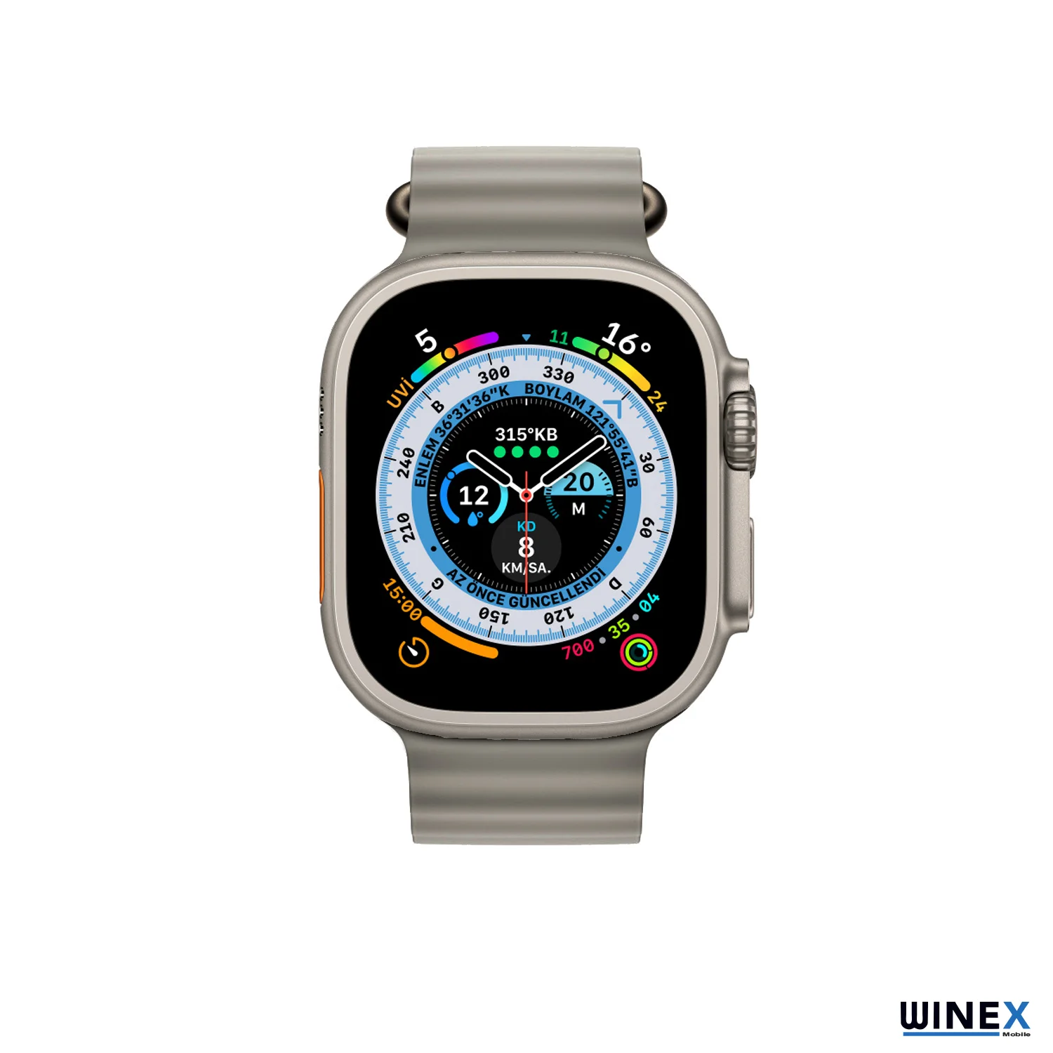 Winex 42-49mm Yeni Nesil Apple Uyumlu Akıllı Saat Kordonu Silikon Gri