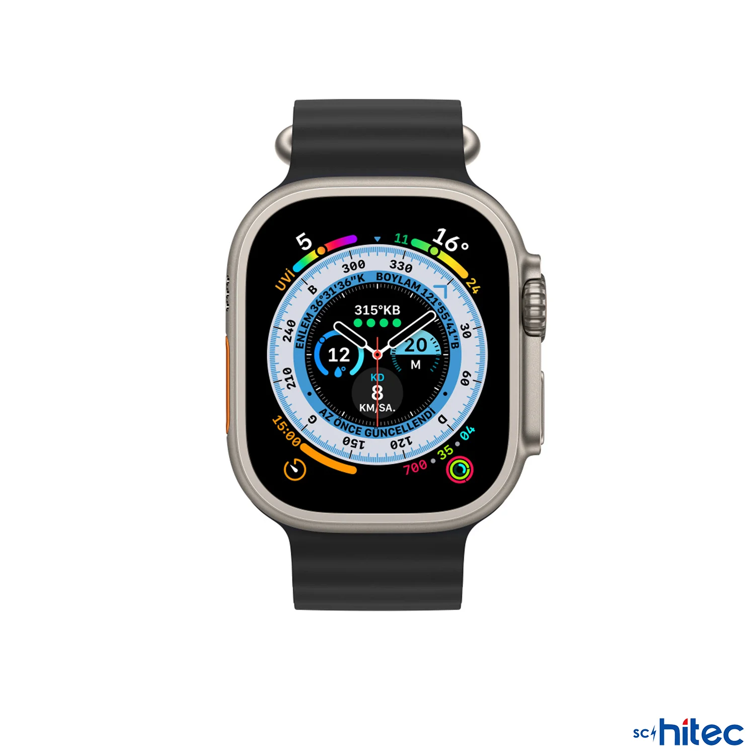 ScHitec 42-49mm Yeni Nesil Apple Uyumlu Akıllı Saat Kordonu Silikon Siyah