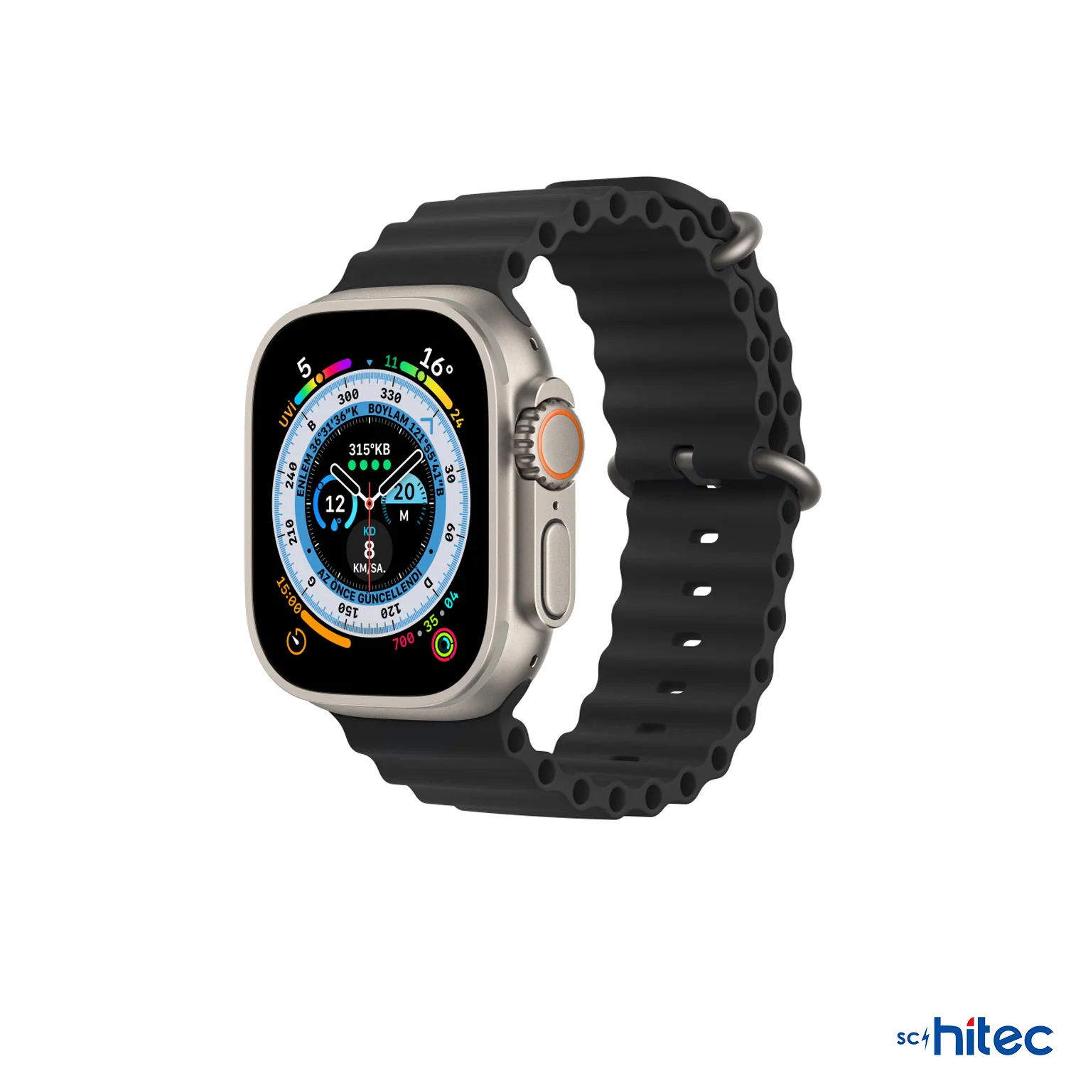 ScHitec 42-49mm Yeni Nesil Apple Uyumlu Akıllı Saat Kordonu Silikon Siyah