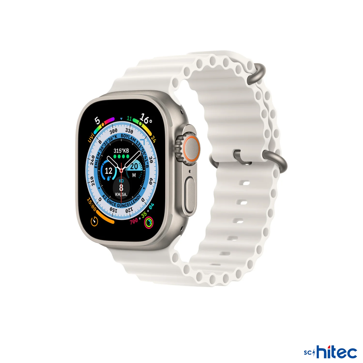 ScHitec 42-49mm Yeni Nesil Apple Uyumlu Akıllı Saat Kordonu Silikon Beyaz
