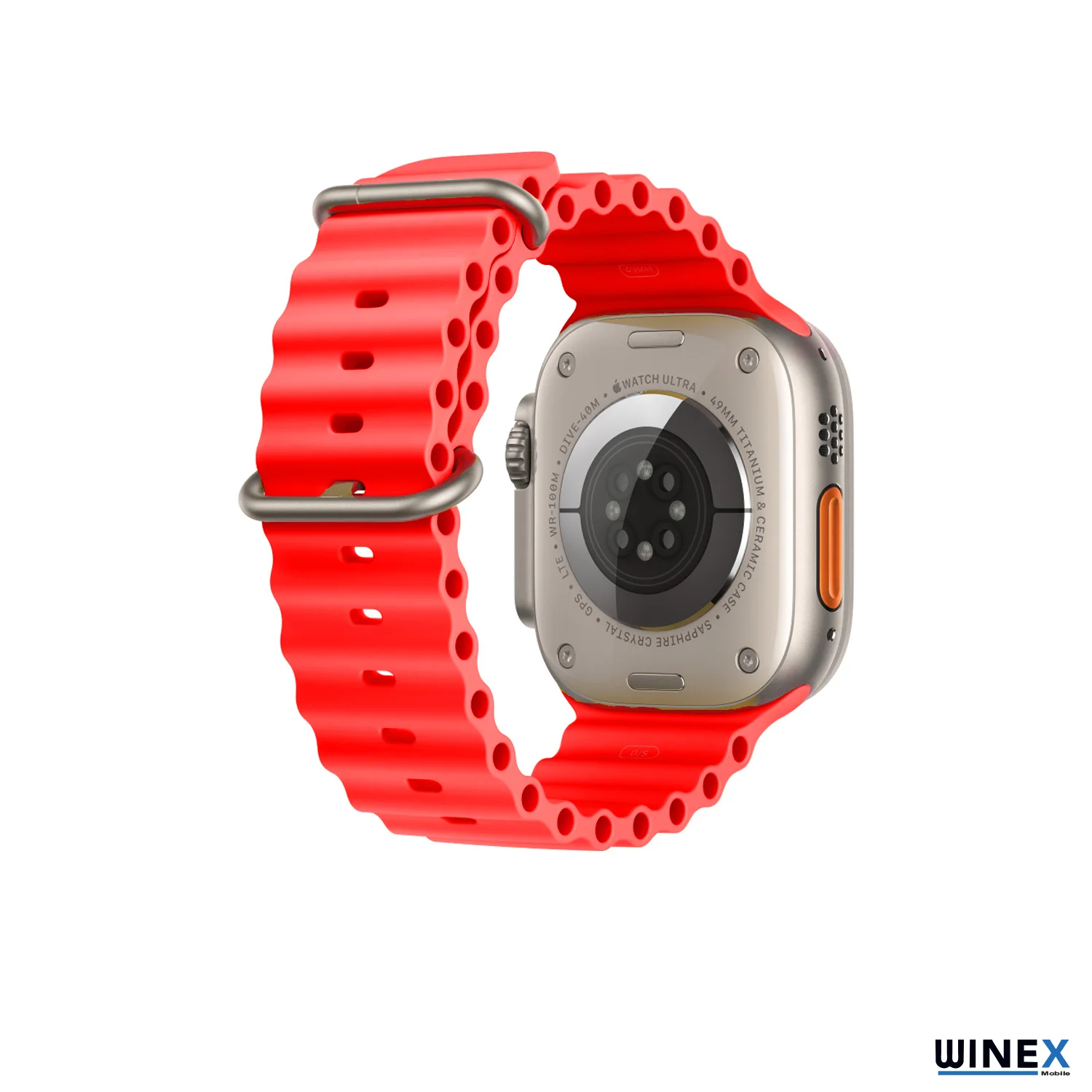 Winex 42-49mm Yeni Nesil Apple Uyumlu Akıllı Saat Kordonu Silikon Kırmızı