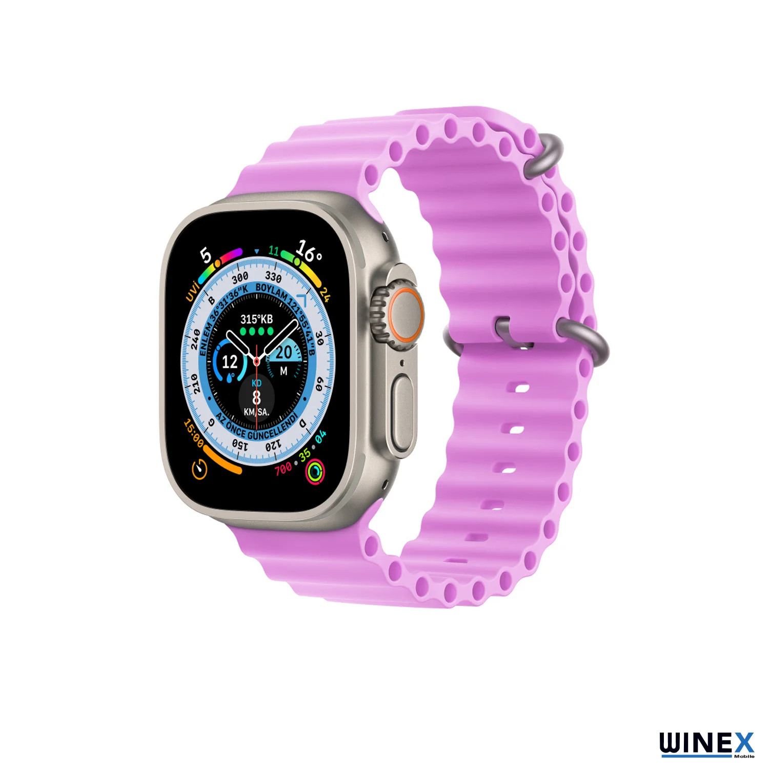 Winex 42-49mm Yeni Nesil Apple Uyumlu Akıllı Saat Kordonu Silikon Lila