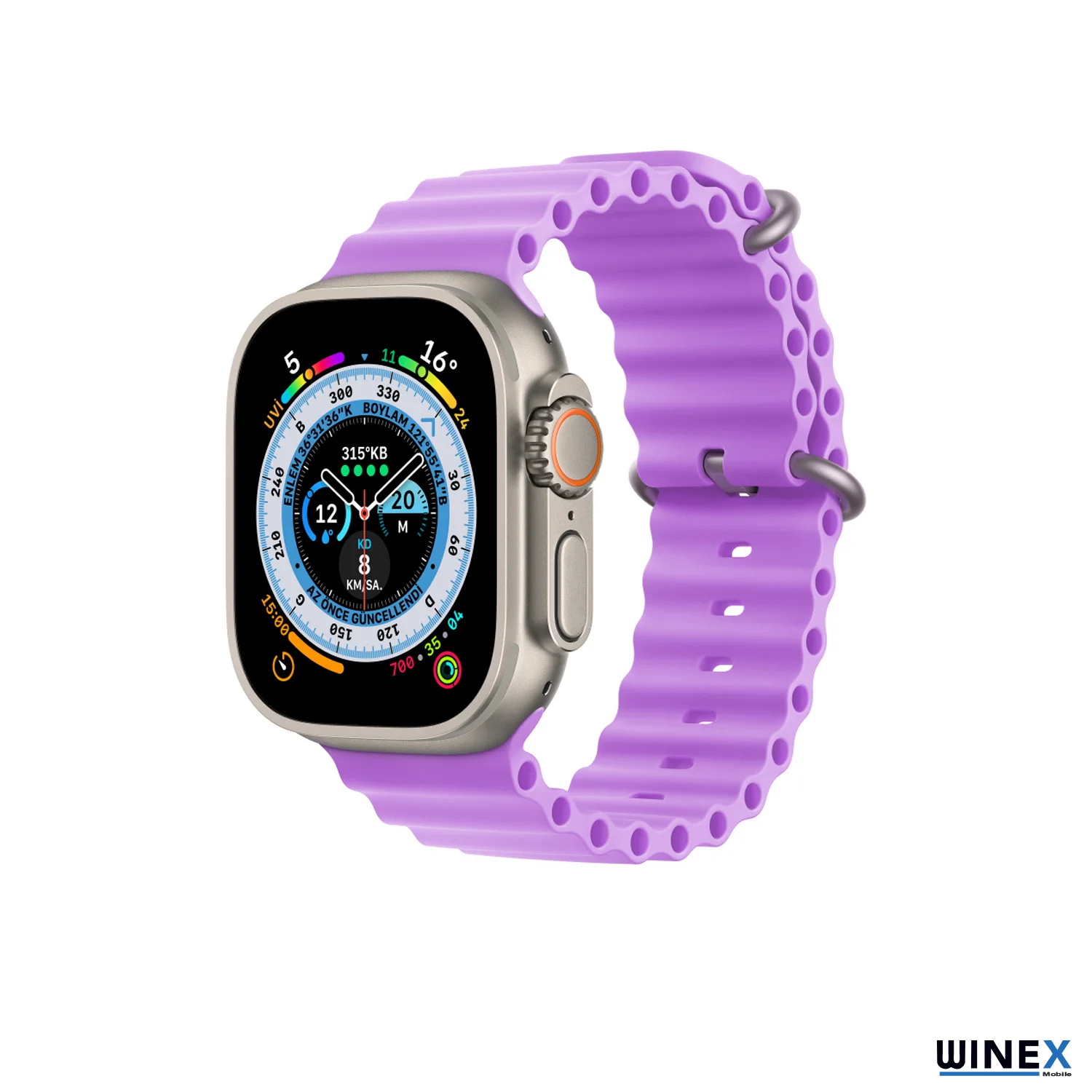 Winex 42-49mm Yeni Nesil Apple Uyumlu Akıllı Saat Kordonu Silikon Mor