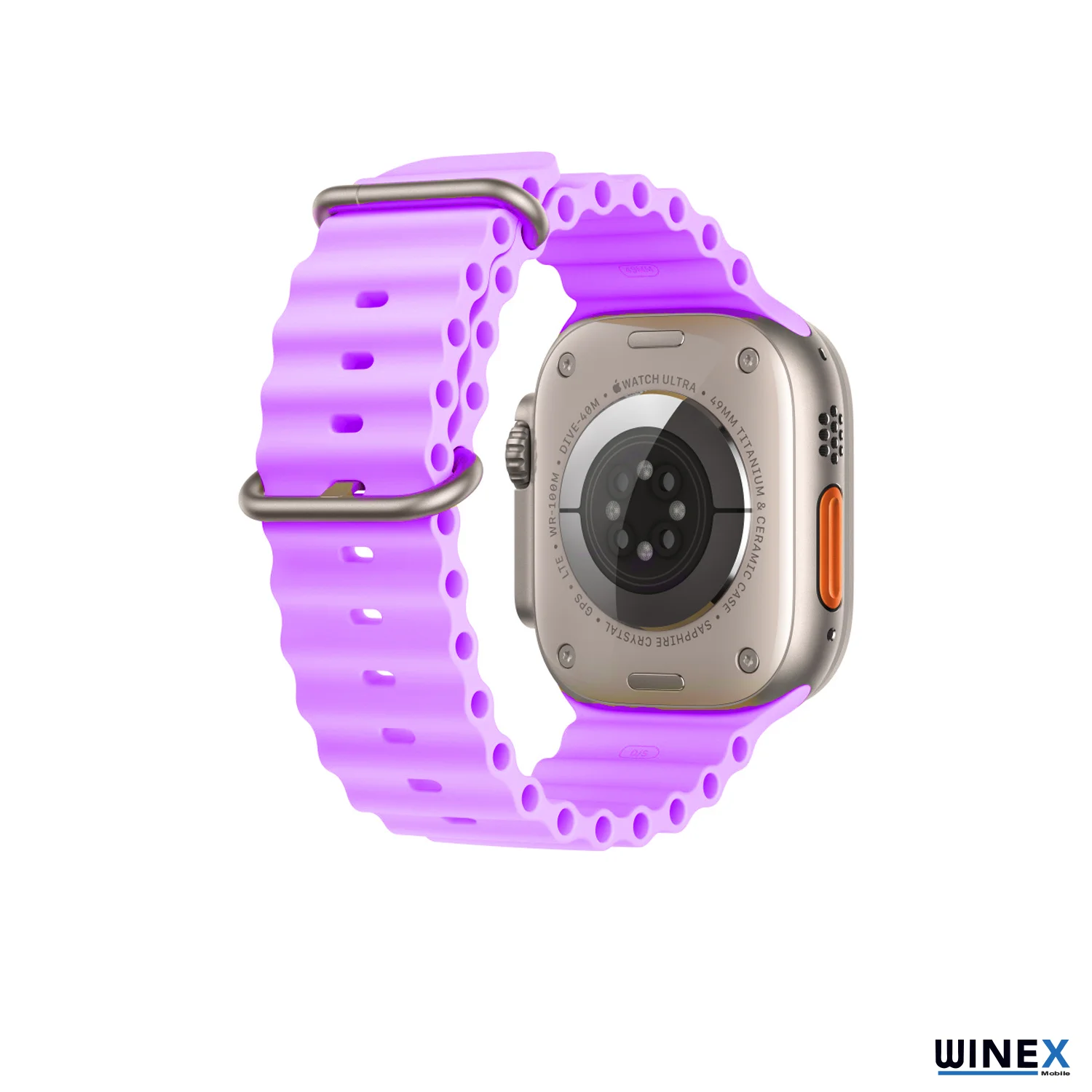 Winex 42-49mm Yeni Nesil Apple Uyumlu Akıllı Saat Kordonu Silikon Mor