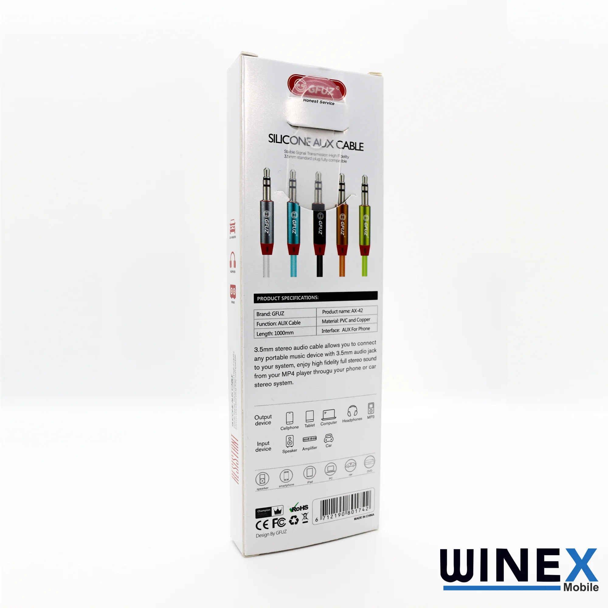 Winex AX42 Gfz 3.5mm Aux to Aux Kablo 1m Siyah