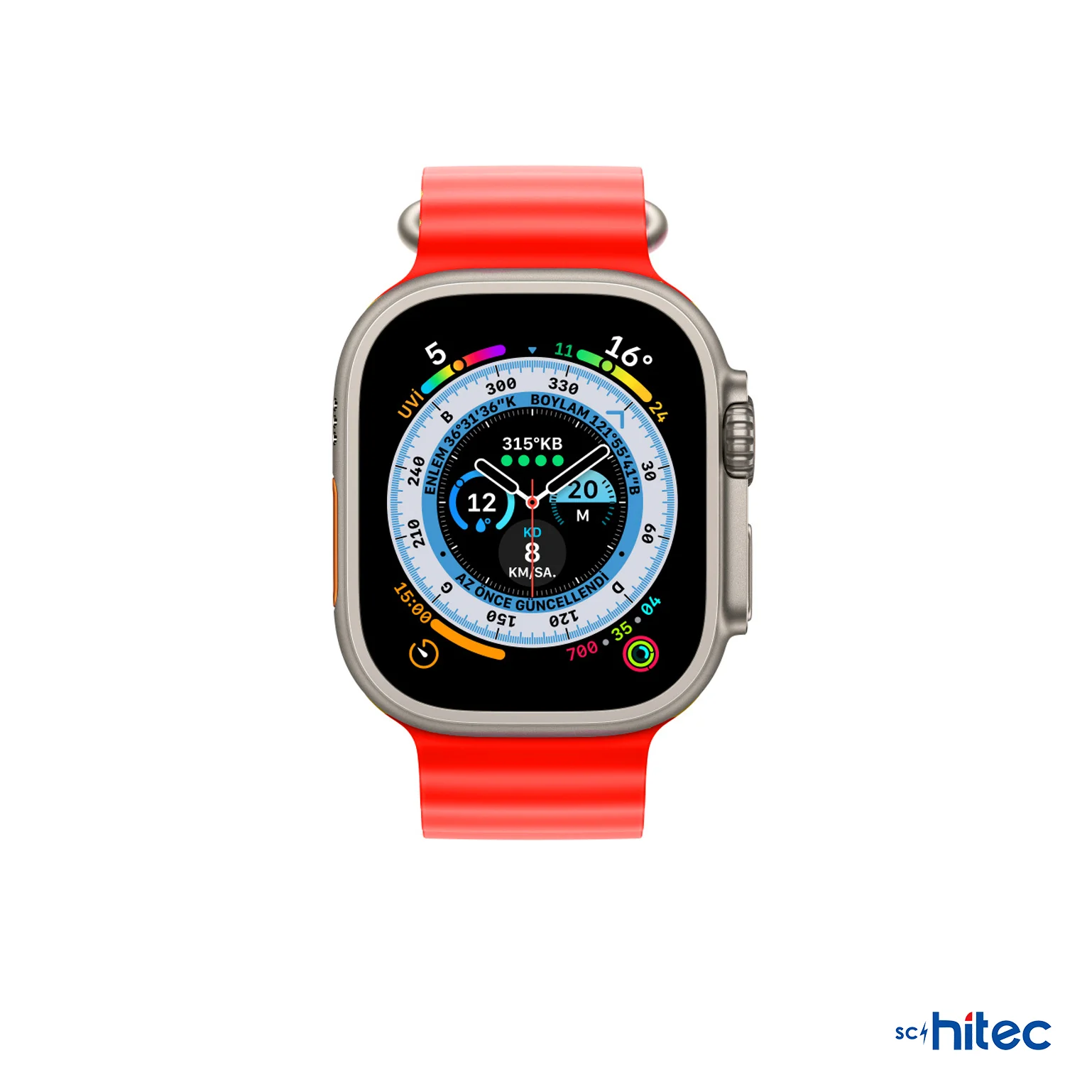 ScHitec 42-49mm Yeni Nesil Apple Uyumlu Akıllı Saat Kordonu Silikon Kırmızı