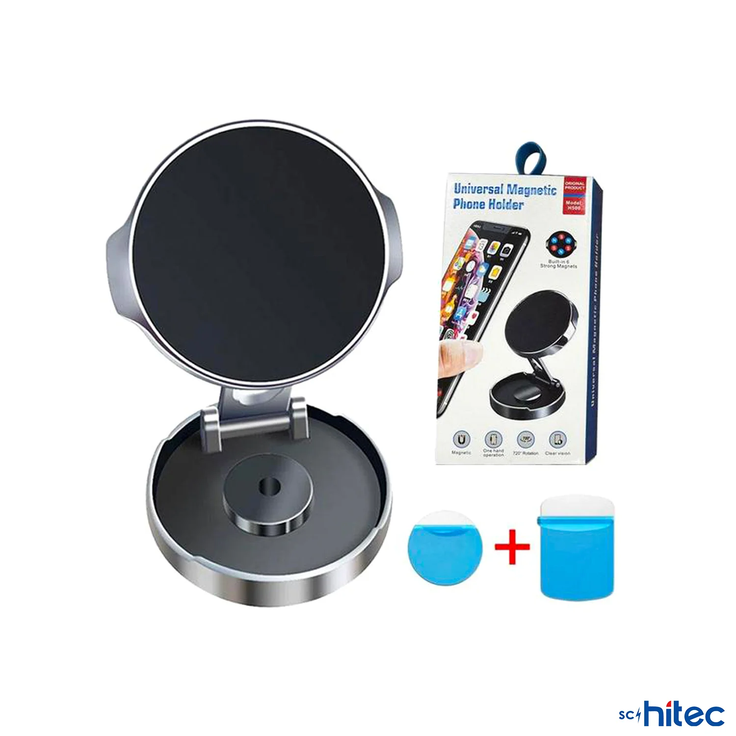 ScHitec Katlanabilir Manyetik Araç İçi Telefon Tutucu Gümüş H500