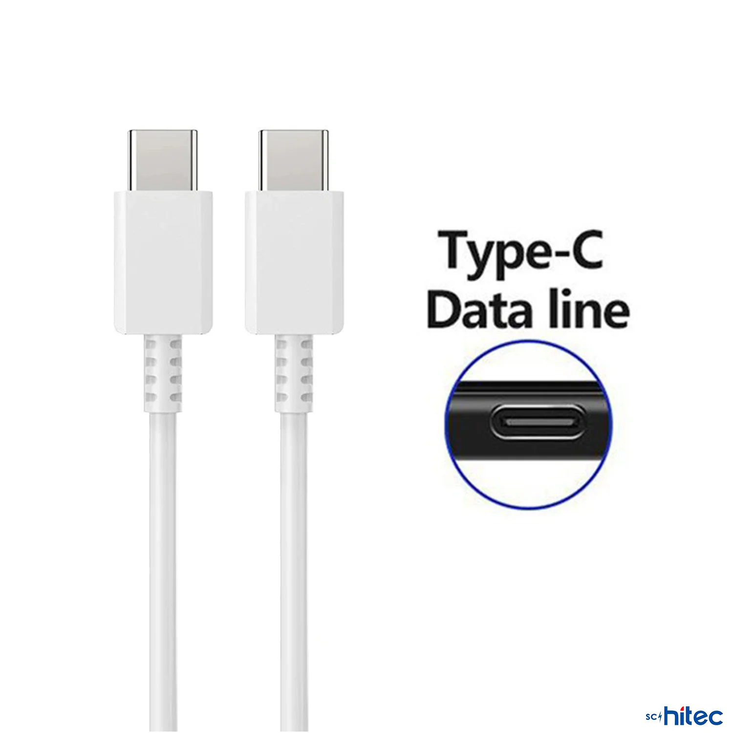 ScHitec 3A 50W Type-C to Type-C Data ve Şarj Kablosu 1metre Beyaz DN980