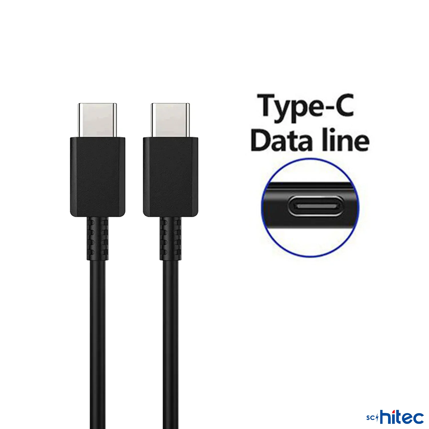 ScHitec 3A 50W Type-C to Type-C Data ve Şarj Kablosu 1metre Siyah DN980