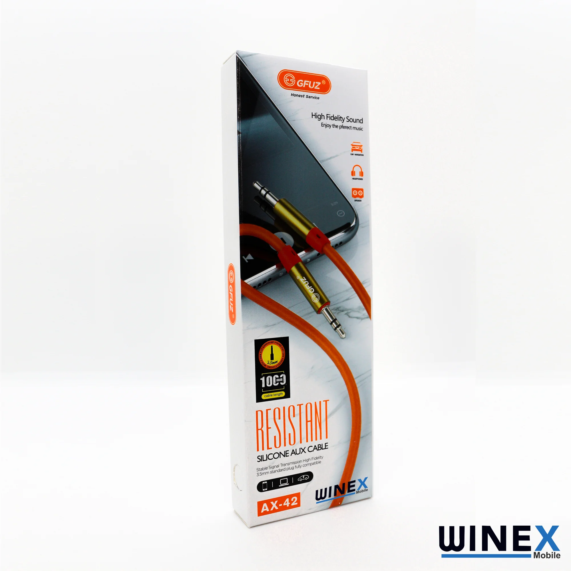 Winex AX42 Gfz 3.5mm Aux to Aux Kablo 1m Turuncu