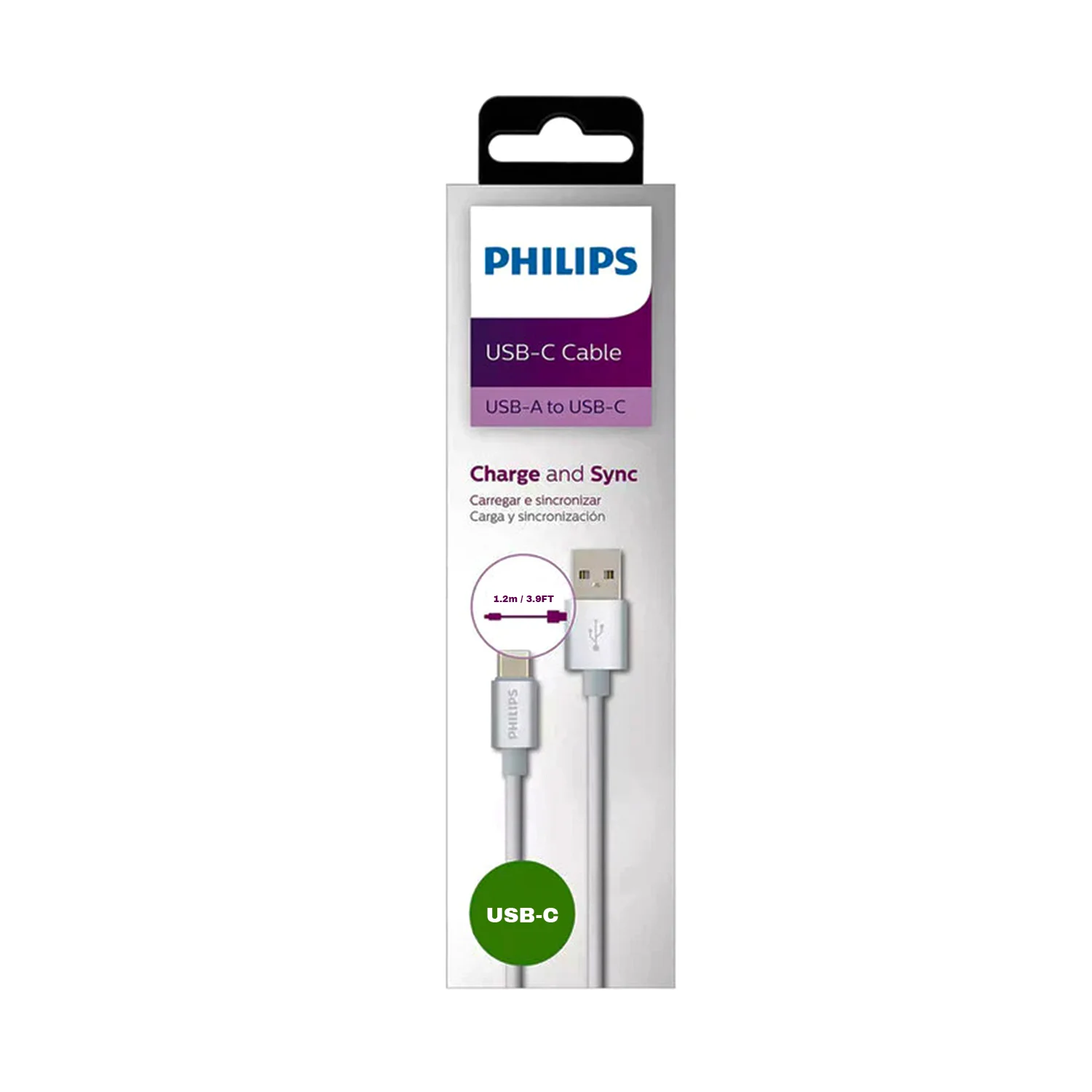 Philips 3A 60W UsbA to Type-C 1.2 Metre Hızlı Şarj ve Data Kablosu Beyaz 2023BY3A2528M
