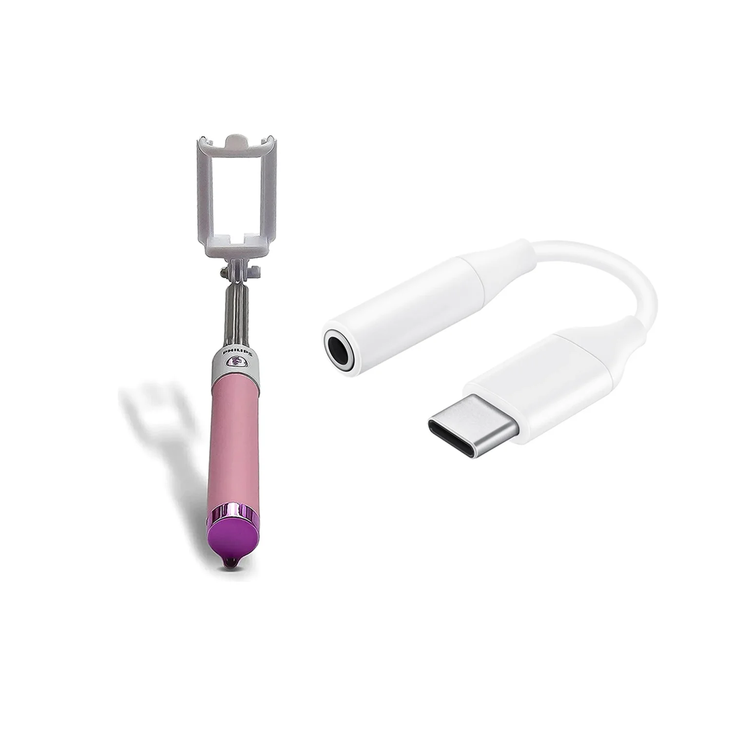 Philips Type-C to 3.5mm Jack Dönüştürücü 270 Derece Dönebilen Premium Selfie Çubuğu Lila 2023Yeni3611UC10