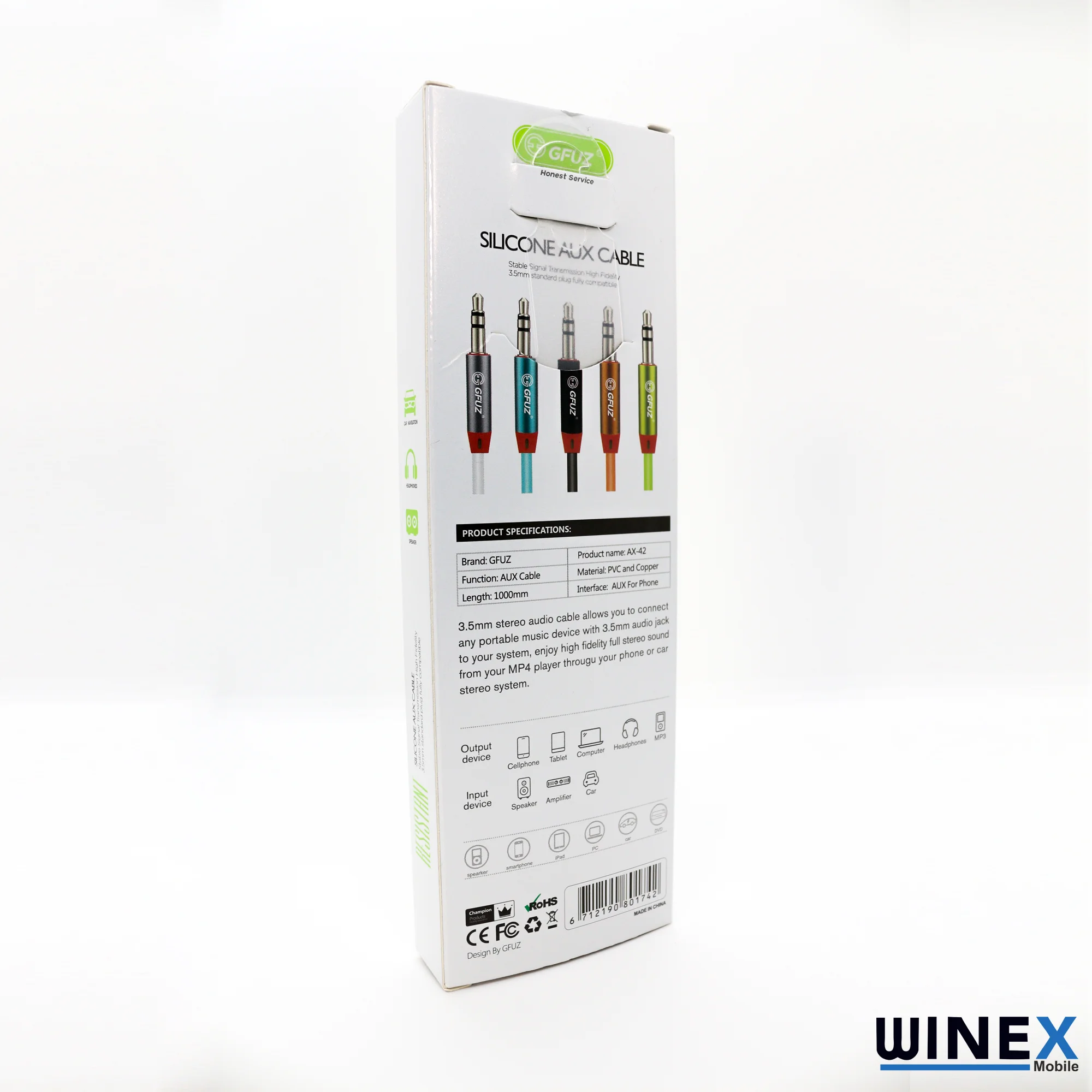 Winex AX42 Gfz 3.5mm Aux to Aux Kablo 1m Yeşil