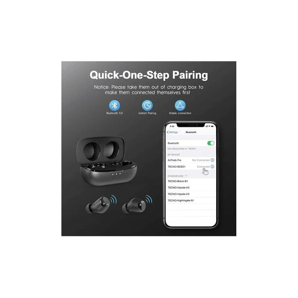 Tecno BDE01 TWS Bluetooth Kulak İçi Kulaklık Siyah