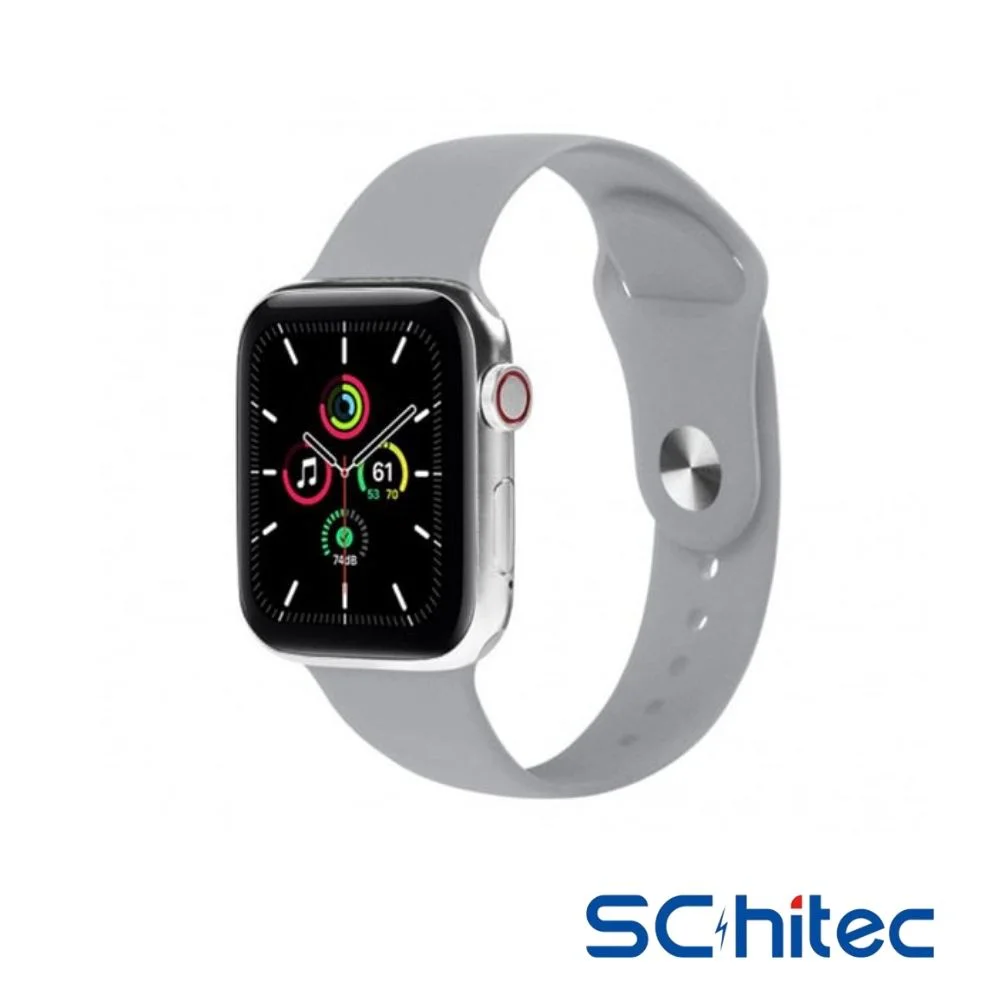 ScHitec 42-49mm Yeni Nesil Apple Uyumlu Akıllı Saat Kordonu Silikon Gri