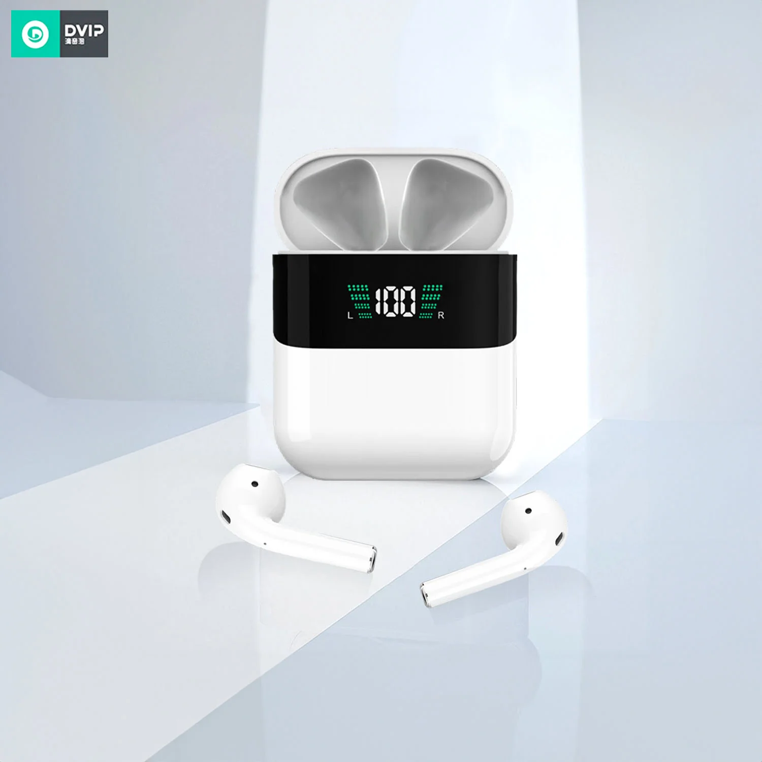 DVIP P45 TWS 5.0 Dijital Ekranlı Bluetooth Kulaklık Beyaz