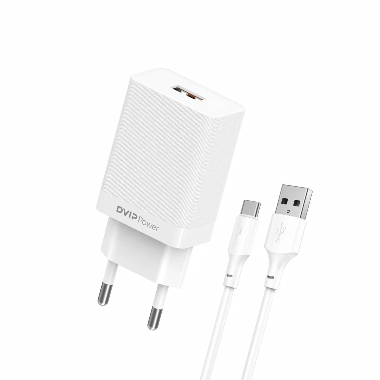 DVIP N14 2.4A UsbA to Type-C Kablolu Hızlı Şarj Aleti Set Beyaz