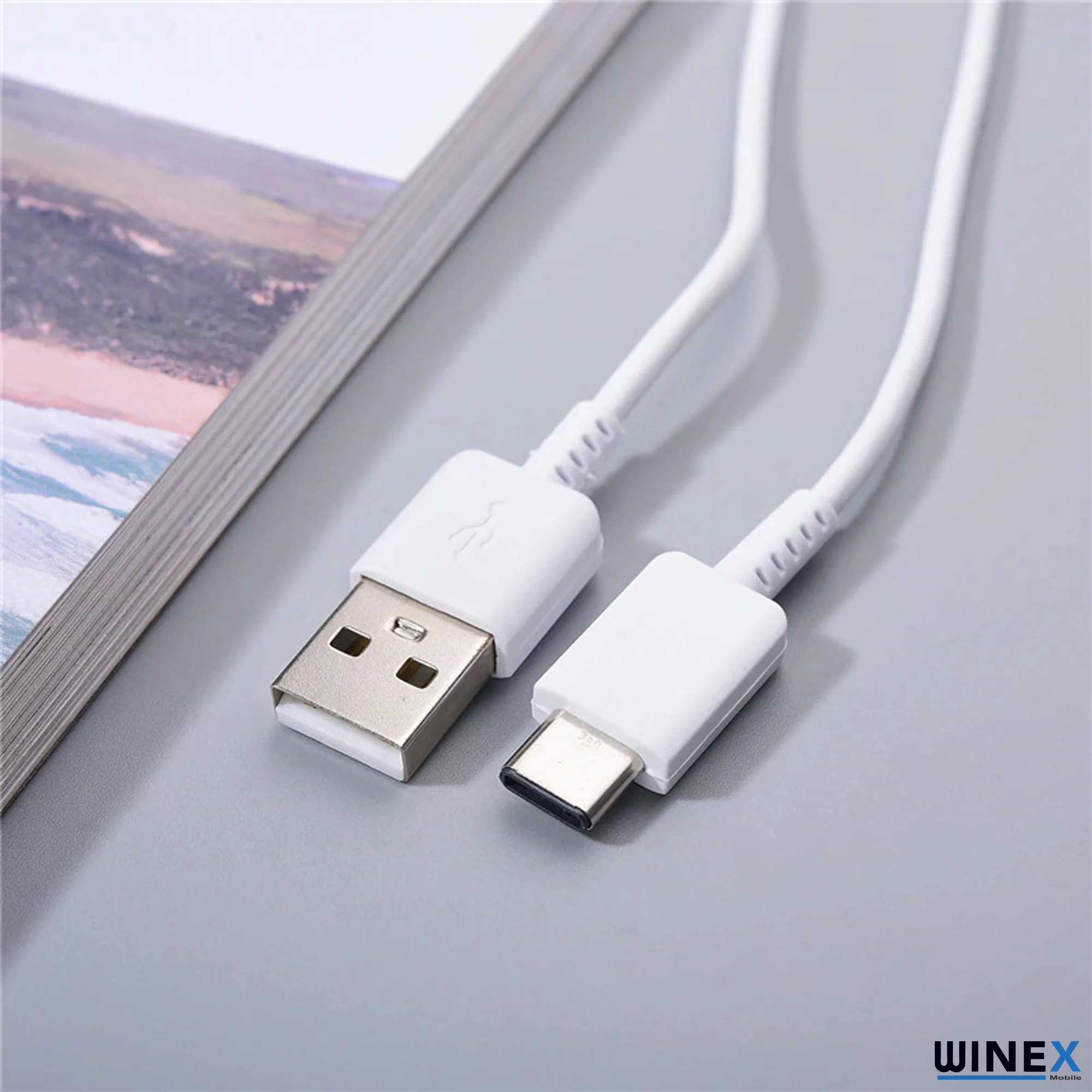 Winex DG970BBE UsbA to Type-C Data ve Şarj Kablosu Beyaz