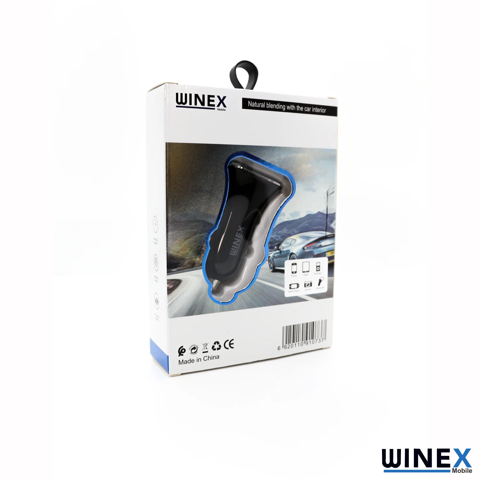 Winex UsbA PD18W Çift Çıkışlı 36W Araç Şarj Aleti Siyah W002