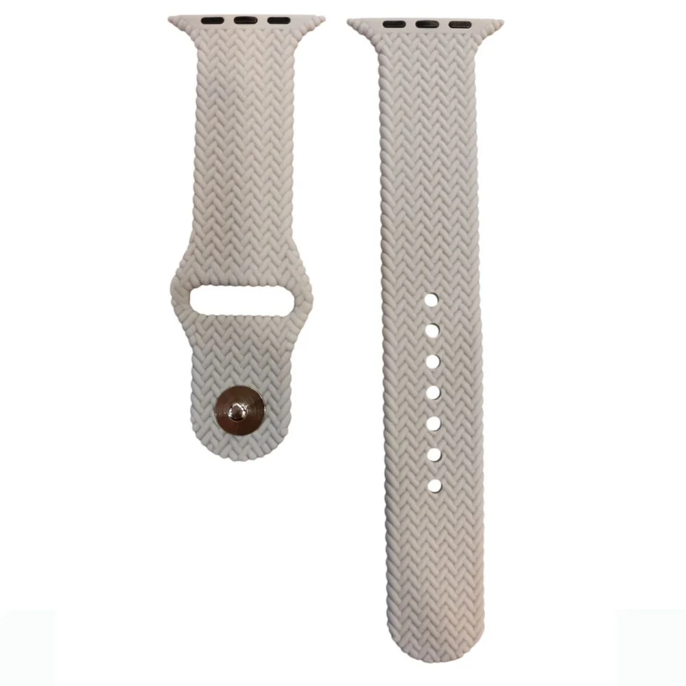 ScHitec 42-49mm Yeni Nesil Apple Uyumlu Hasır Görünümlü Akıllı Saat Kordonu Silikon Gri