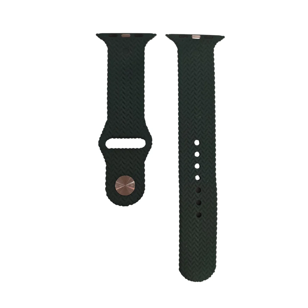 ScHitec 42-49mm Yeni Nesil Apple Uyumlu Hasır Görünümlü Akıllı Saat Kordonu Silikon Yeşil