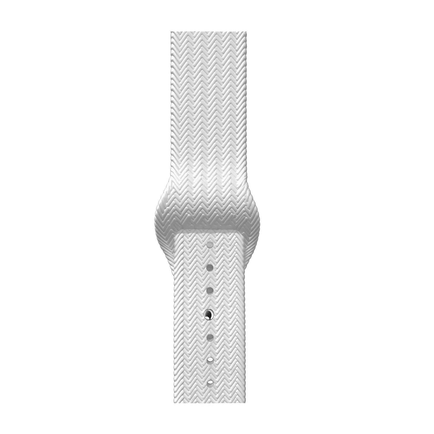 ScHitec 42-49mm Yeni Nesil Apple Uyumlu Hasır Görünümlü Akıllı Saat Kordonu Silikon Beyaz