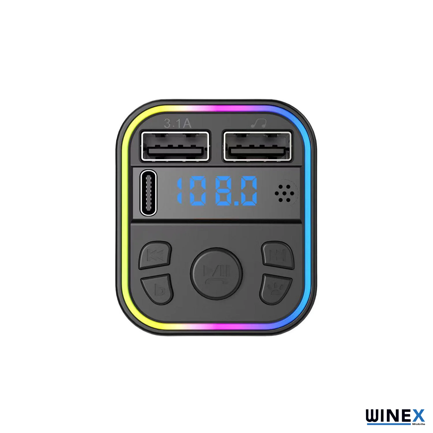 Winex G39 Fm Handsfree Bluetooth Modülatör MP3 Player Type-C Çıkışlı Araç Şarj Aleti