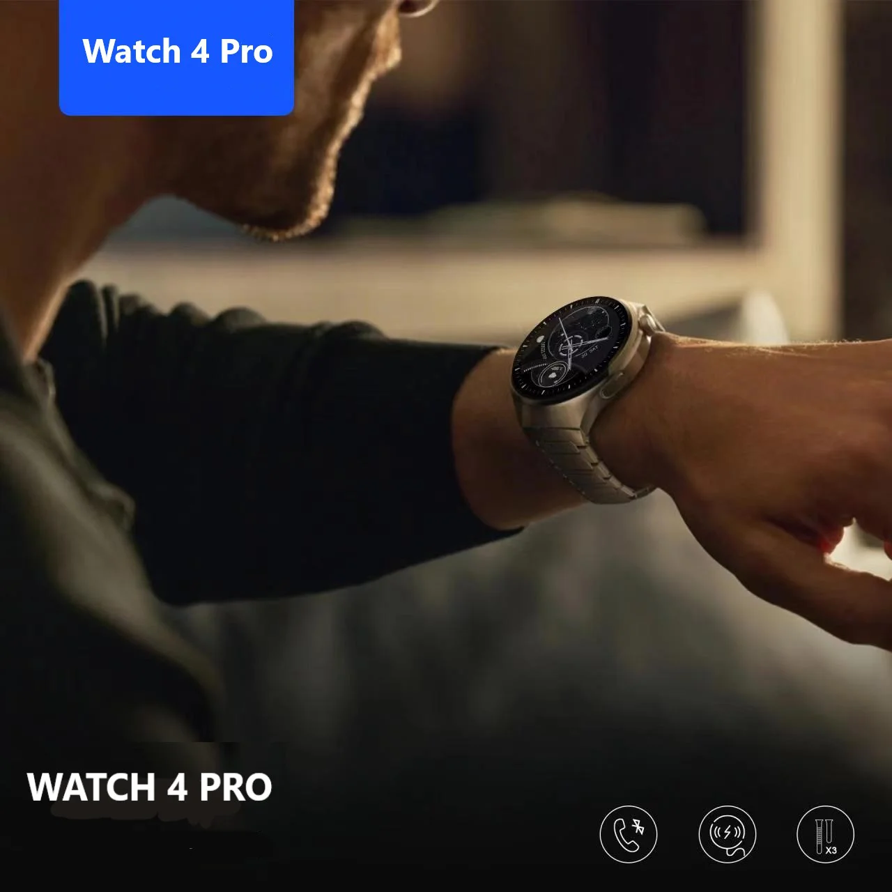 Winex Watch 4 Pro Curved Amoled Ekran Android İos HarmonyOs Uyumlu Akıllı Saat Siyah