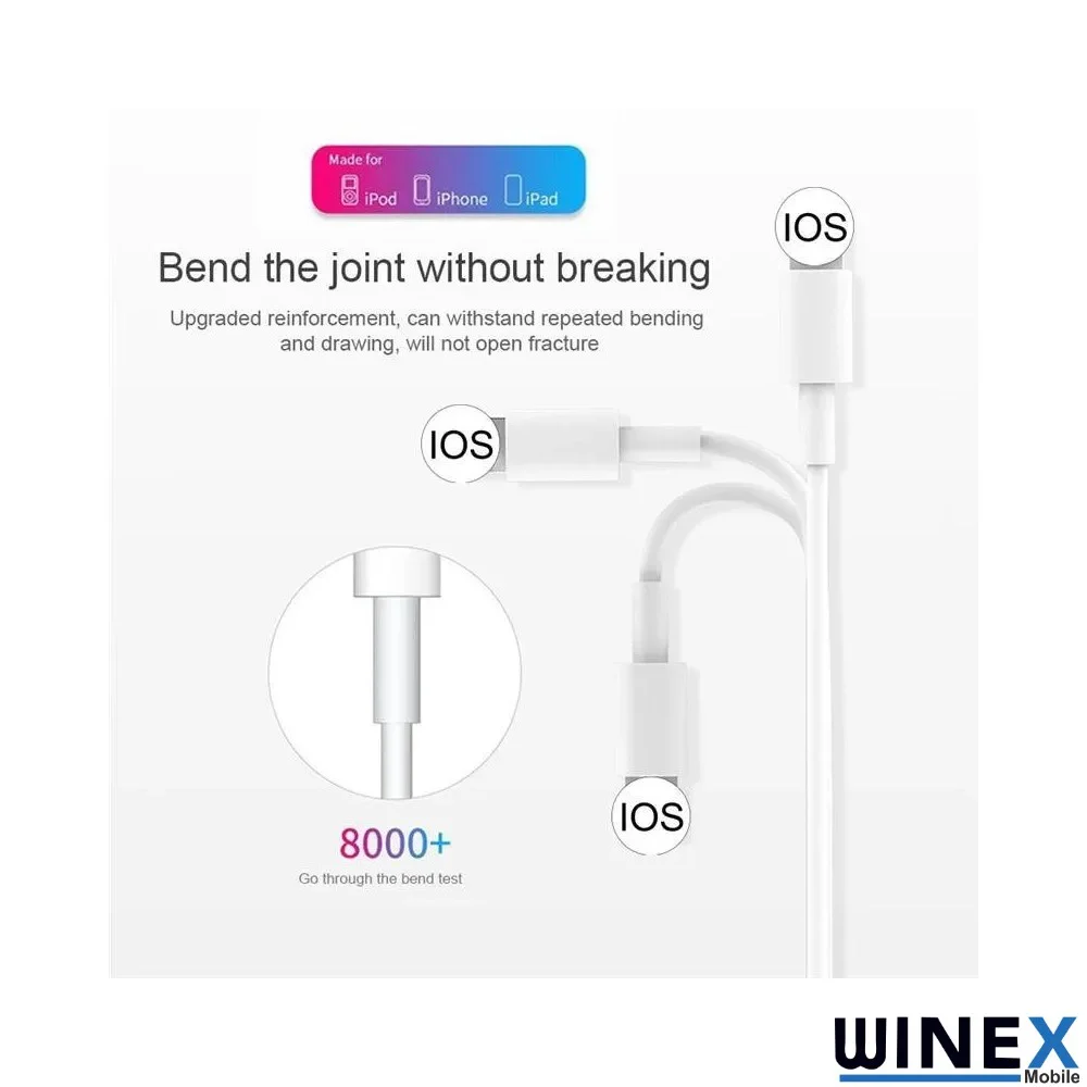 Winex 5 Adet 3A 45W İphone UsbA to Lightning 1m Hızlı Data ve Şarj Kablosu Beyaz