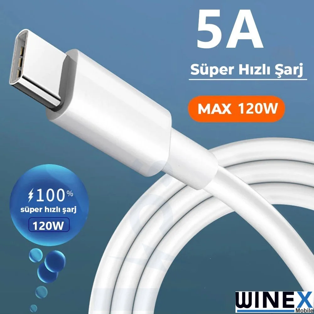Winex 2in1 5A 120W Type-C to Type-C ve Lightning Hızlı Data ve Şarj Kablosu 120cm SX31C