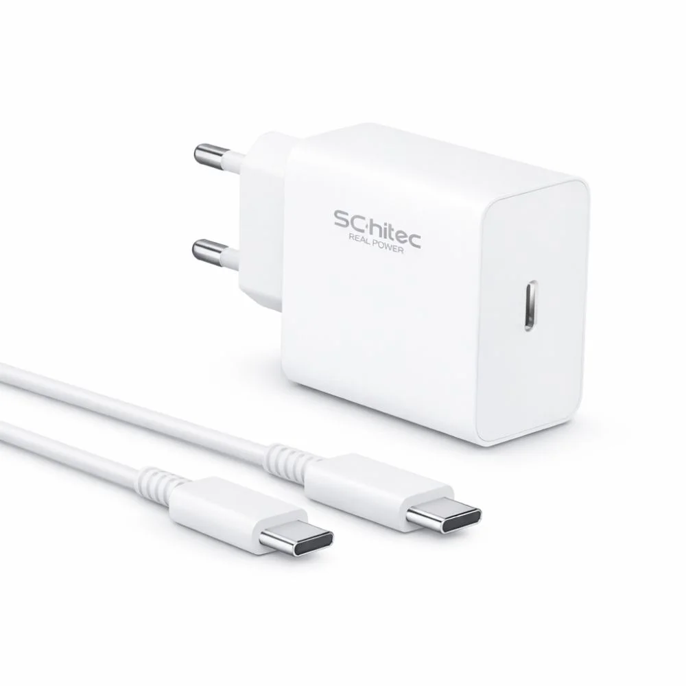 ScHitec 45W Süper Hızlı Şarj Aleti Type-C to Type-C 1metre Kablolu Beyaz