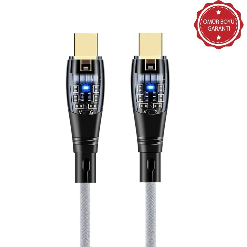 ScHitec 6A 60W Type-C to Type-C 1Metre Hızlı Data ve Şarj Kablosu Beyaz YK250S