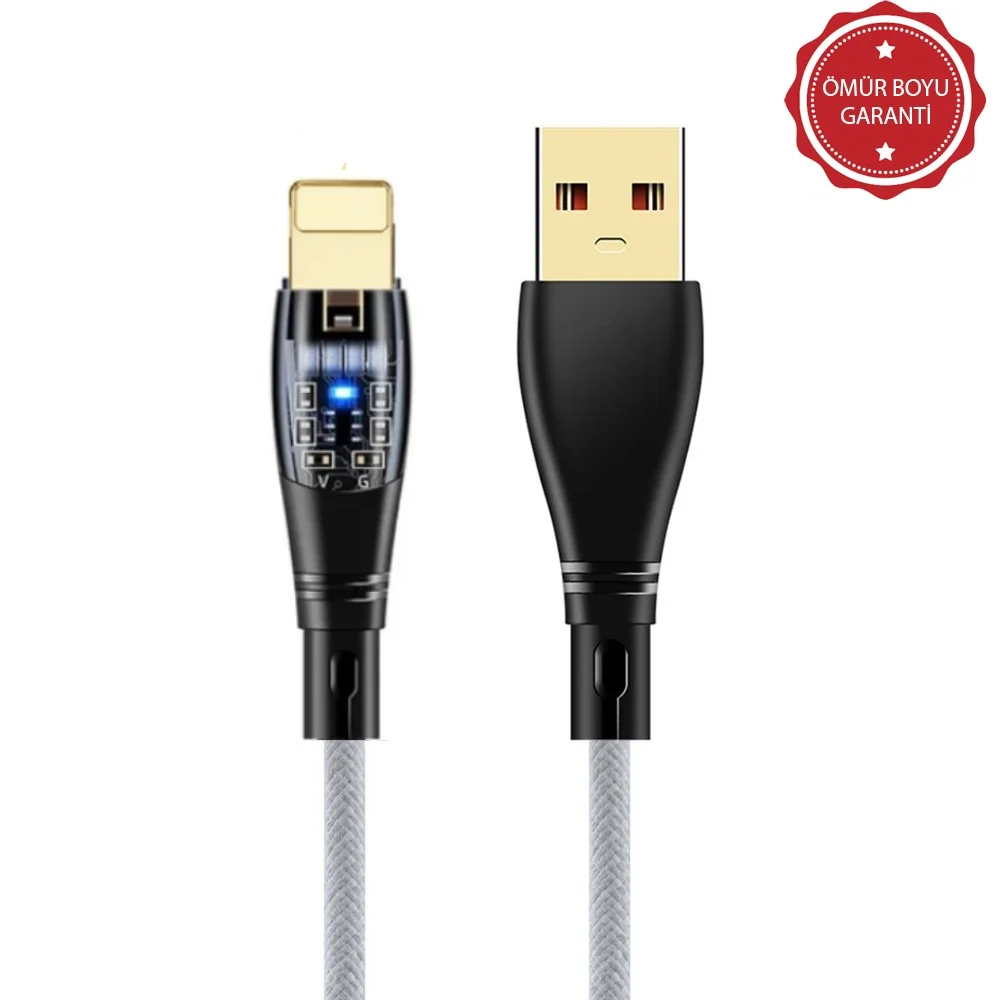 ScHitec 6A 120W UsbA to Lightning 1Metre Hızlı Data ve Şarj Kablosu Beyaz YK233B