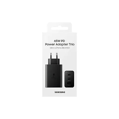 Samsung 3in1 Trio 65W 2xPD+UsbA Ev Tipi Şarj Aleti 3 Çıkışlı EP-T6530NBEGWW Samsung Türkiye Garantili