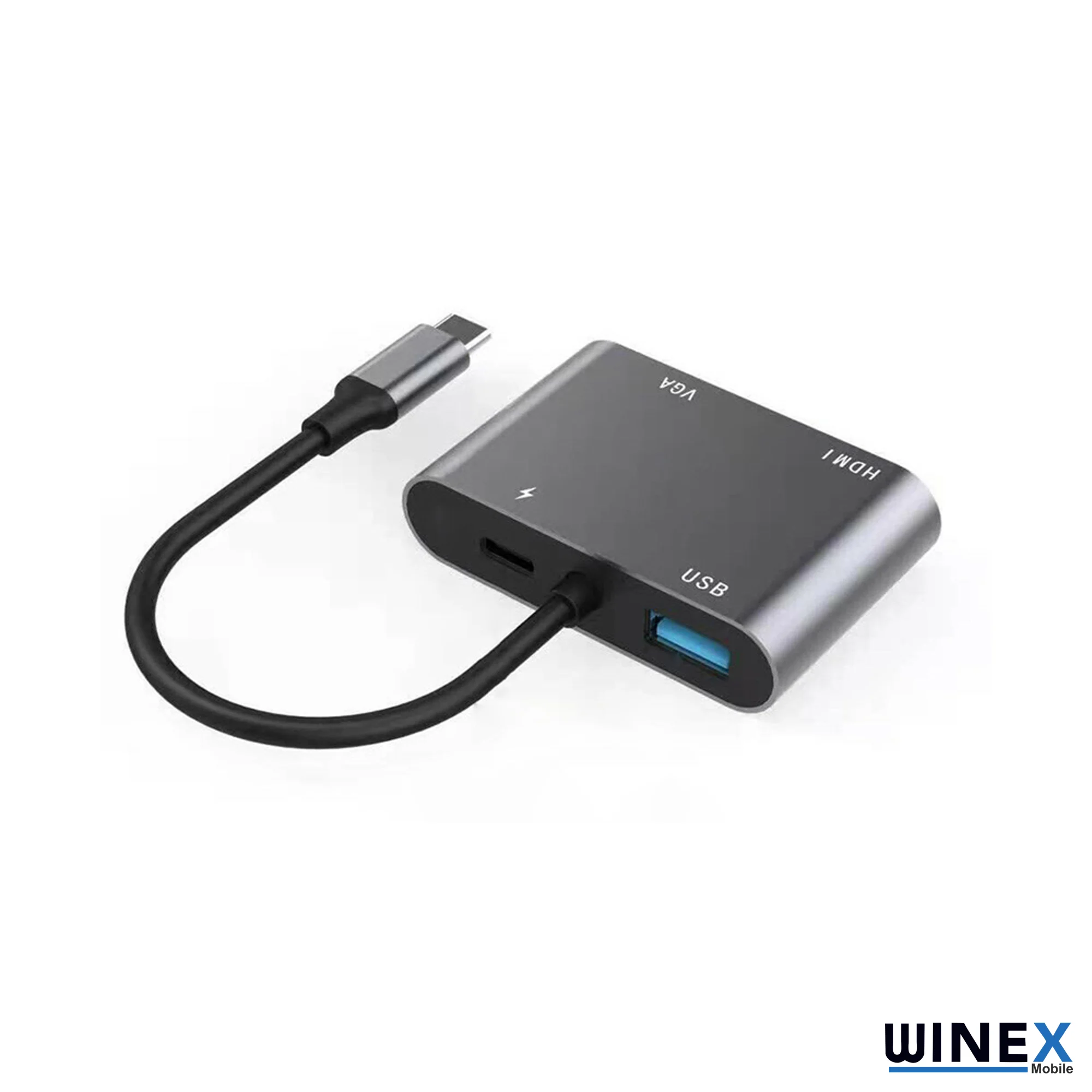Winex 4in1 Type-C to HUB PD 100W+HDTV+VGA+UsbA Dönüştürücü Adaptör 4in1A