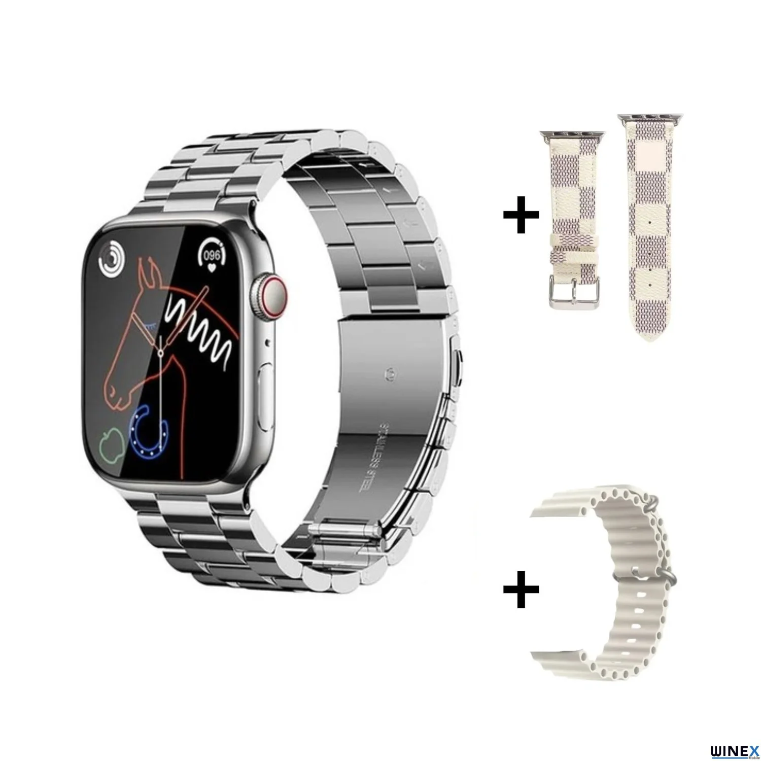 Winex Watch 8 WS92 Max Amoled Ekran Android İos HarmonyOs Uyumlu Akıllı Saat Gümüş