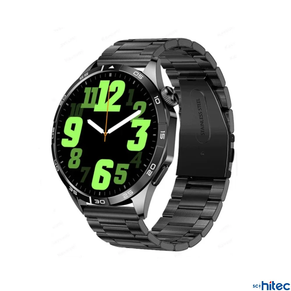 ScHitec Watch Amoled Ekran Android İos HarmonyOs Uyumlu 3 Kordonlu Akıllı Saat Siyah