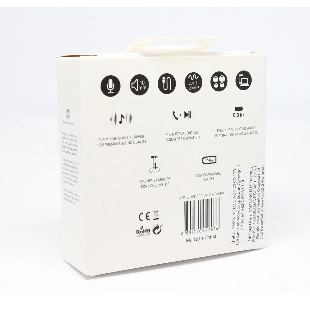 Samsung C&T İTFİT 103B Kırmızı Bluetooth Kulaklık - GP-OAU019SAARW Samsung Türkiye Garantili