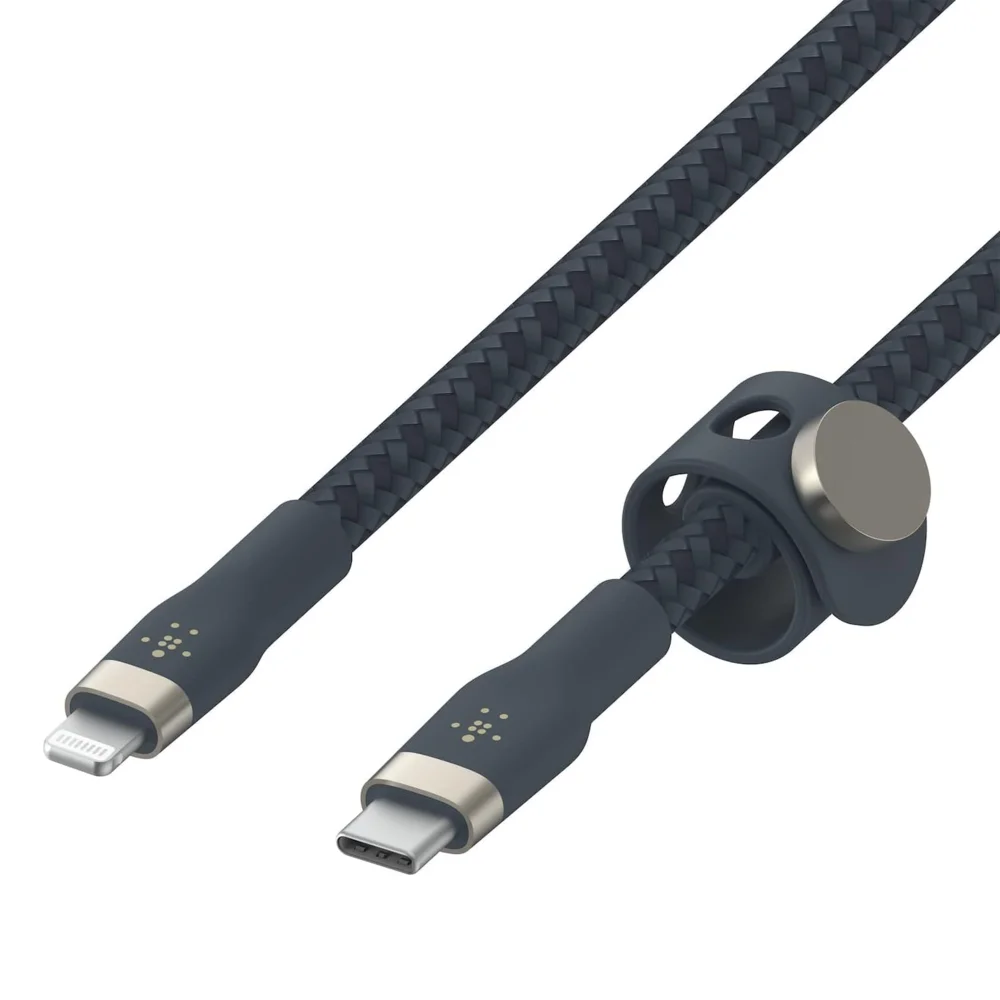 Belkin BOOST Pro Flex Apple MFI Lisanslı Type-C to Lightning (3m) Fast Şarj Mıknatıslı Örgülü Kablo Siyah