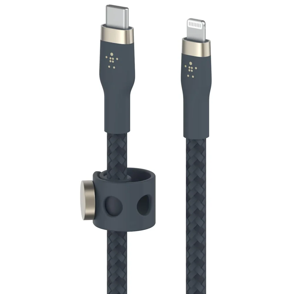 Belkin BOOST Pro Flex Apple MFI Lisanslı Type-C to Lightning (3m) Fast Şarj Mıknatıslı Örgülü Kablo Siyah