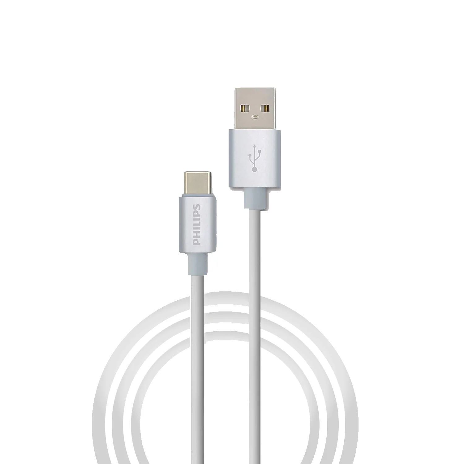 Philips 3A 60W UsbA to Type-C 1.2M Hızlı Şarj ve Data Kablosu Beyaz + ScHitec Type-C to UsbA 3.0 OTG Dönüştürücü Adaptör