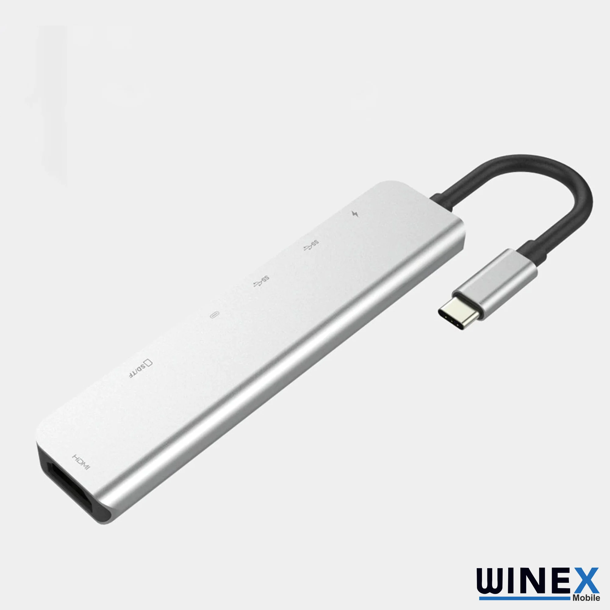 Winex 7in1 USB Type-C Hub Port Adaptör 4K HDMI+UsbA+Sd/Tf Kart 100W PD Girişli YG2121