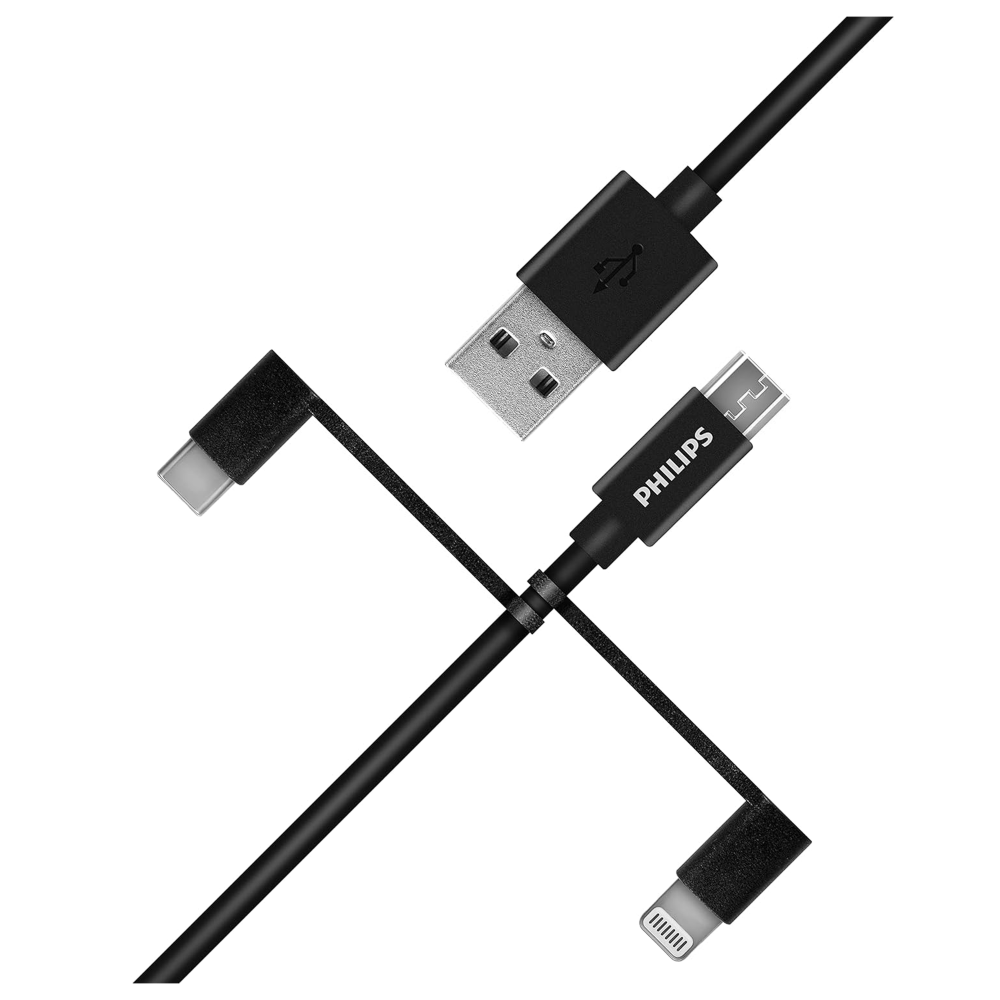 Philips Playstation 4/5 İle Uyumlu Joystick Şarj Kablosu 3in1 Micro Usb-Lightining-Type-C Hızlı Şarj Kablosu 2m DLC3106T