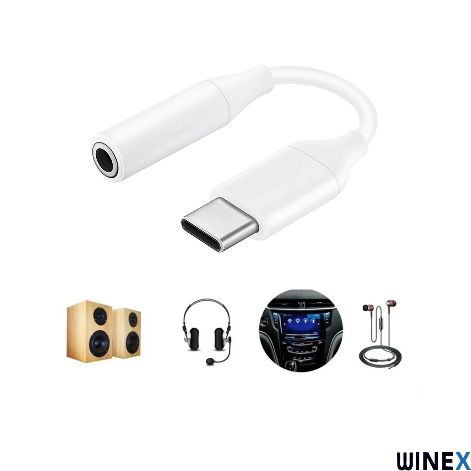 Winex UC10 Type-C to 3.5mm Jack Dönüştürücü Adaptör Beyaz