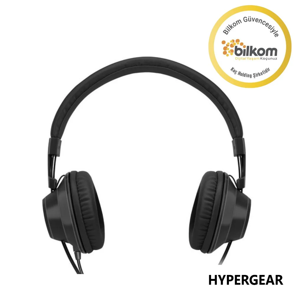 Hypergear V50 Type-C ve 3.5mm Jack Girişli Mikrofonlu Kablolu Kulaküstü Kulaklık Siyah