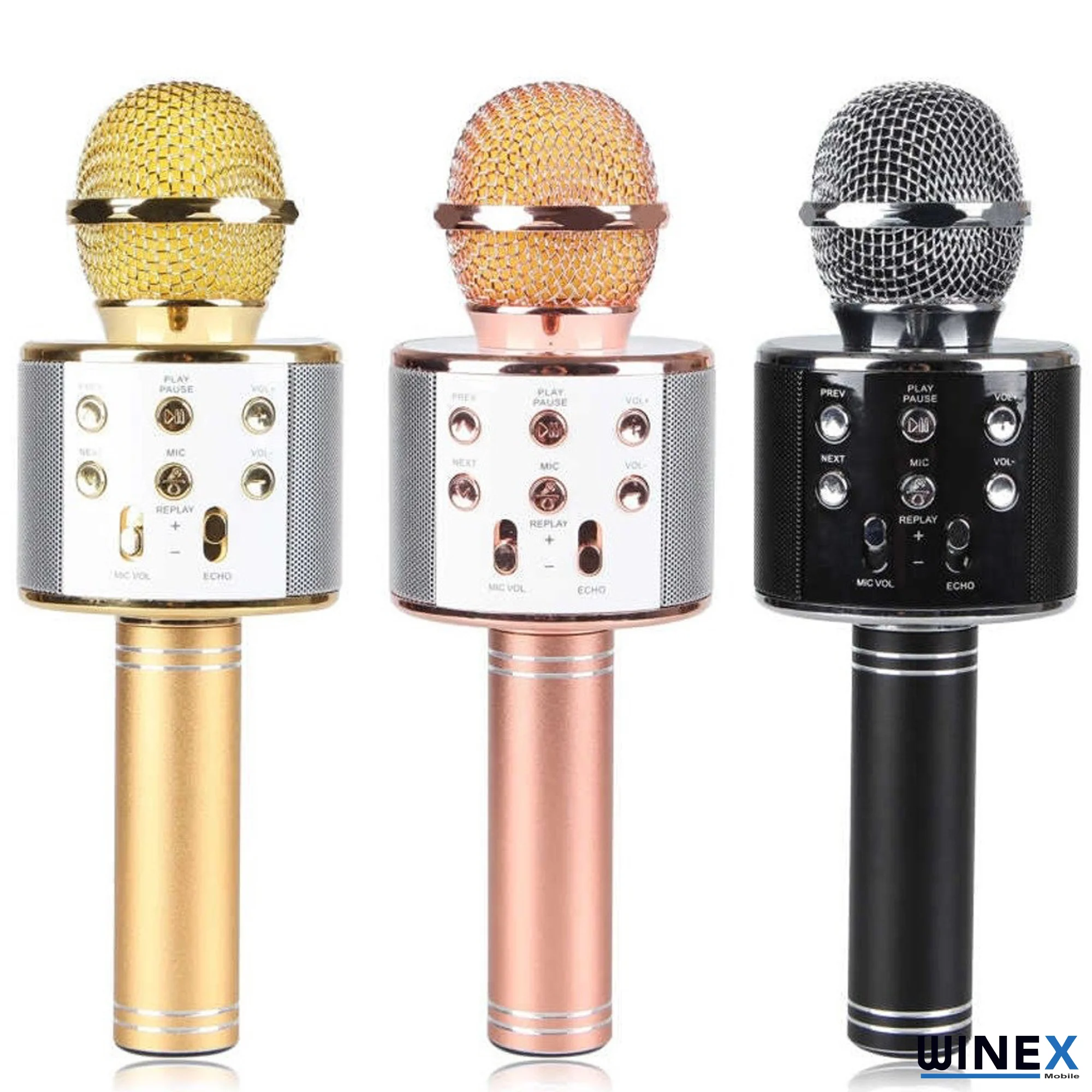 Winex UsbA+TF Sd Kart+3.5mm Aux Girişli Bluetooth Karaoke Mikrofonu Pembe