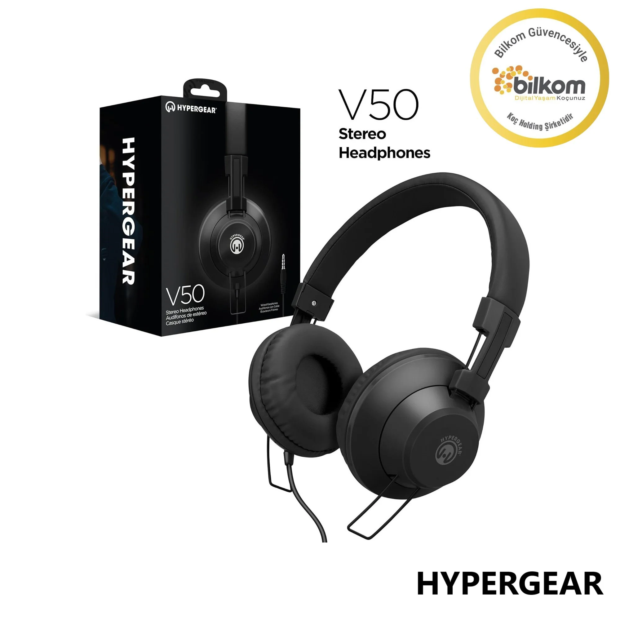Hypergear V50 3.5mm Jack Girişli Mikrofonlu Kablolu Kulaküstü Kulaklık Siyah